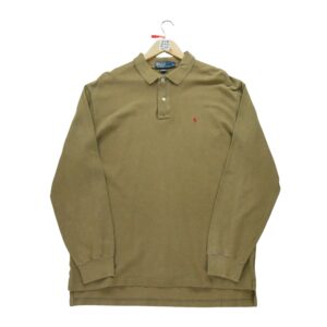Polo manches longues homme kaki Polo Ralph Lauren Col Polo