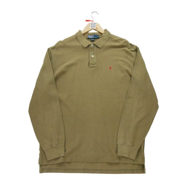 Polo manches longues homme kaki Polo Ralph Lauren Col Polo