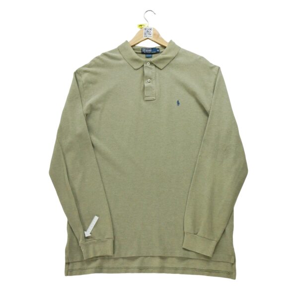 Polo manches longues homme kaki Polo Ralph Lauren Col Polo