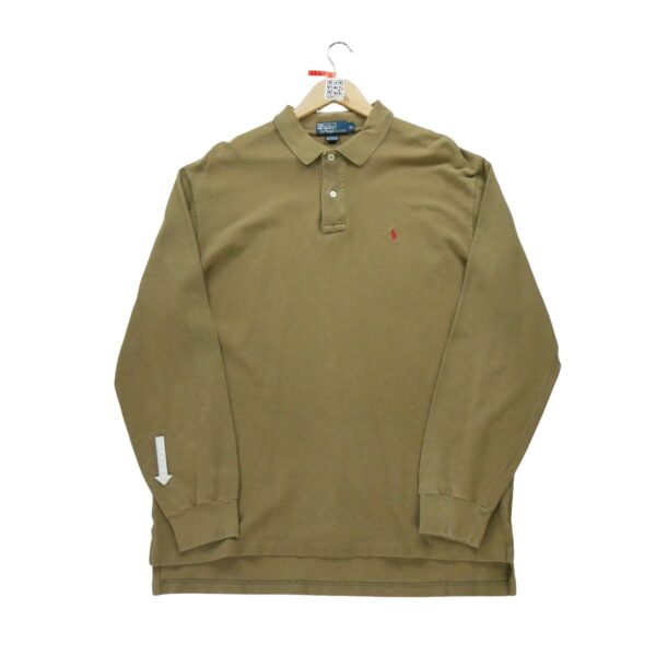 Polo manches longues homme kaki Polo Ralph Lauren Col Polo