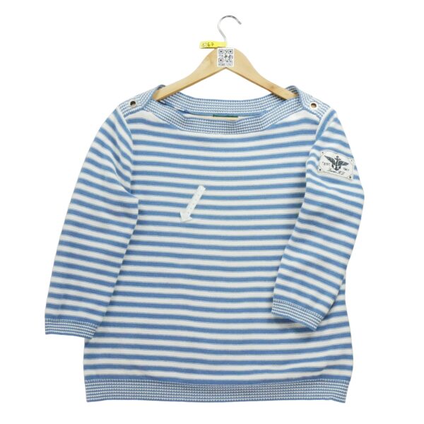 Pull femme manches longues blanc Polo Ralph Lauren Motif a rayures Col Rond