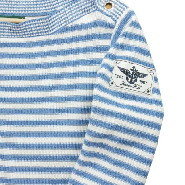 Pull femme manches longues blanc Polo Ralph Lauren Motif a rayures Col Rond