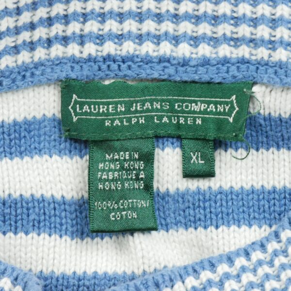 Pull femme manches longues blanc Polo Ralph Lauren Motif a rayures Col Rond