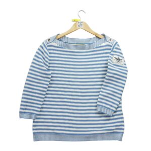 Pull femme manches longues blanc Polo Ralph Lauren Motif a rayures Col Rond