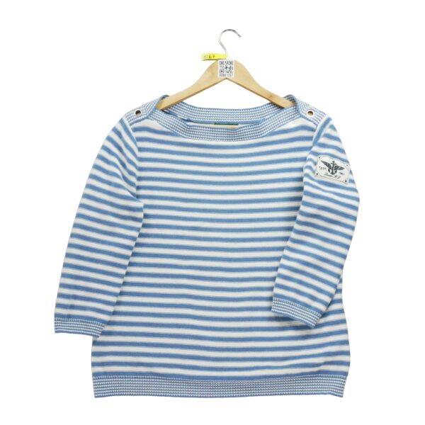 Pull femme manches longues blanc Polo Ralph Lauren Motif a rayures Col Rond