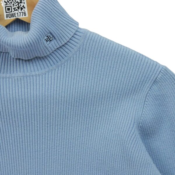 Pull femme manches longues bleu clair Polo Ralph Lauren Col Roule