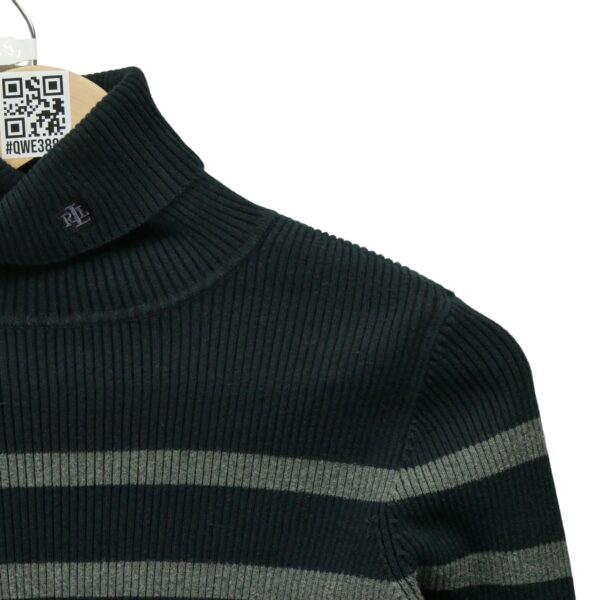 Pull femme manches longues gris Polo Ralph Lauren Motif a rayures Col Roule