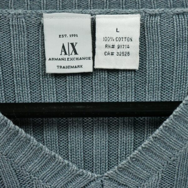 Pull homme manches longues bleu Armani Exchange Col V