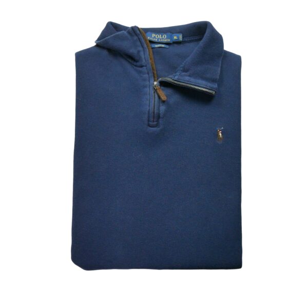 Pull homme manches longues marine Polo Ralph Lauren Col Montant