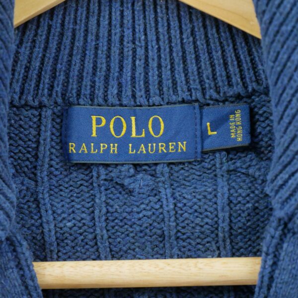 Pull homme manches longues marine Polo Ralph Lauren Col Montant