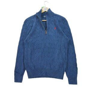 Pull homme manches longues marine Polo Ralph Lauren Col Montant