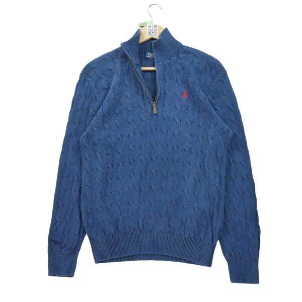 Pull homme manches longues marine Polo Ralph Lauren Col Montant