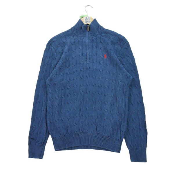 Pull homme manches longues marine Polo Ralph Lauren Col Montant