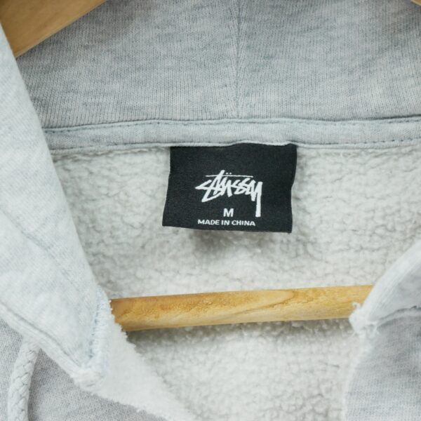 Sweat a capuche homme manches longues gris Stussy Motif chine Col V