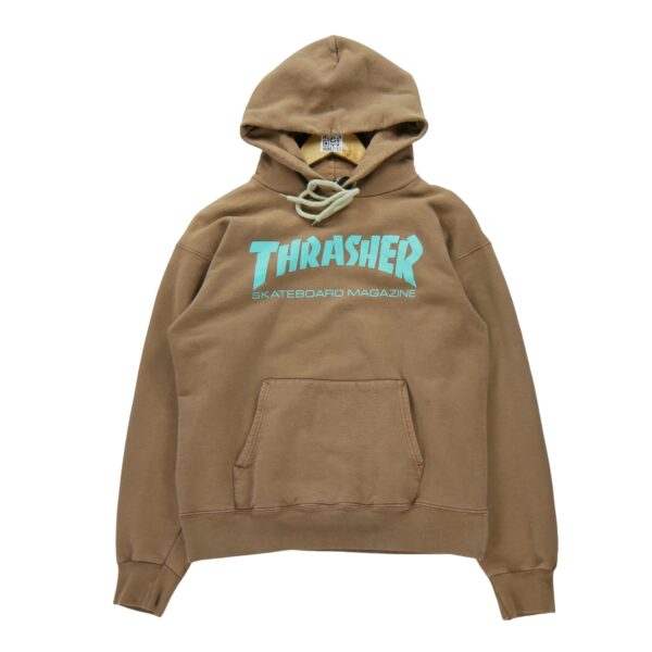 Sweat a capuche homme manches longues marron Thrasher Motif imprime Col Rond
