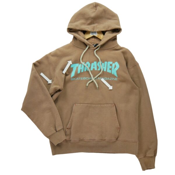 Sweat a capuche homme manches longues marron Thrasher Motif imprime Col Rond