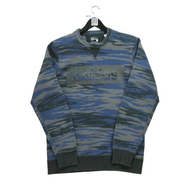Sweat homme manches longues marine Adidas Motif a motifs Col Rond