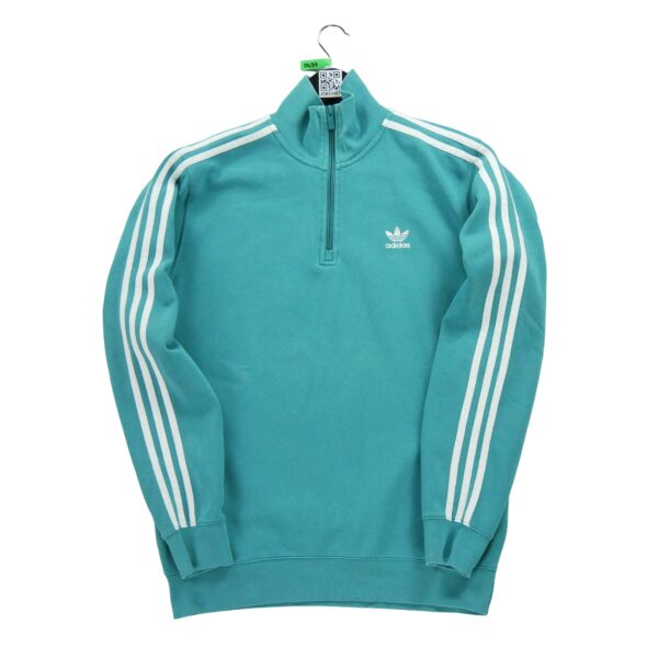 Sweat homme manches longues turquoise Adidas Col Montant