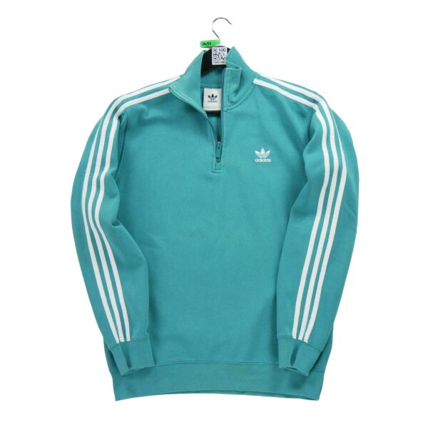 Sweat homme manches longues turquoise Adidas Col Montant