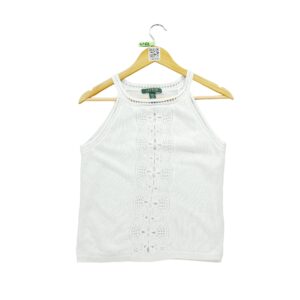 T shirt manches courtes femme blanc Polo Ralph Lauren Col Rond