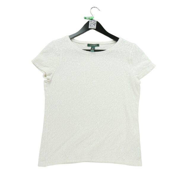 T shirt manches courtes femme blanc Polo Ralph Lauren Motif a motifs Col Rond
