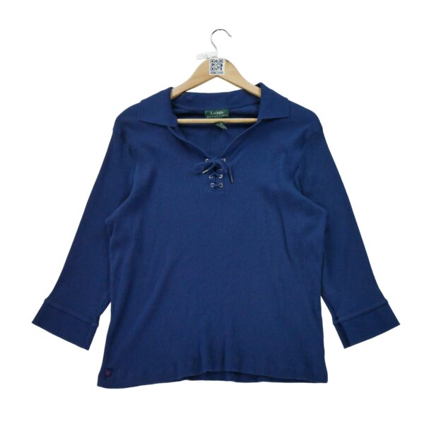 T shirt manches longues femme marine Polo Ralph Lauren Col Revert