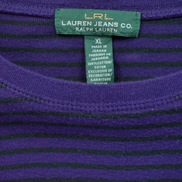 T shirt manches longues femme violet Lauren Ralph Lauren Motif a rayures Col Rond