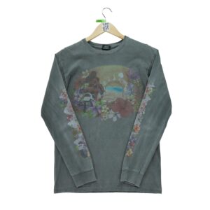 T shirt manches longues homme gris Stussy Motif imprime Col Rond