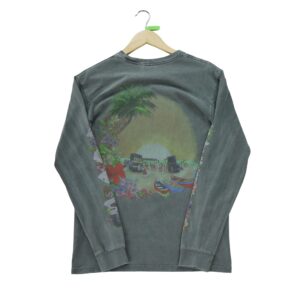 T shirt manches longues homme gris Stussy Motif imprime Col Rond