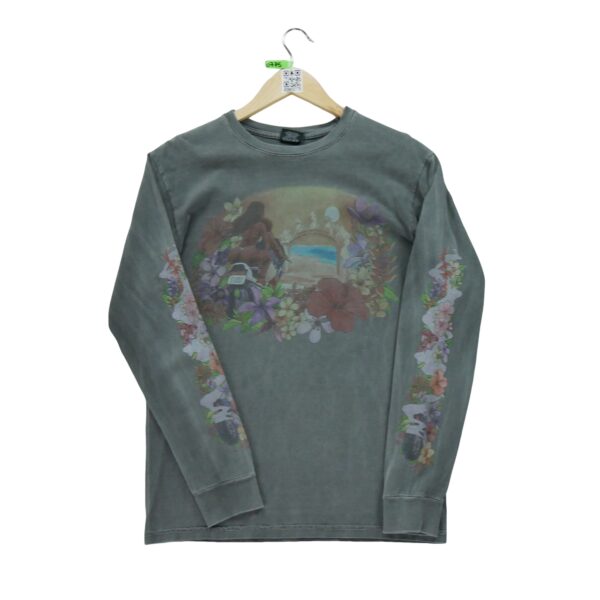 T shirt manches longues homme gris Stussy Motif imprime Col Rond