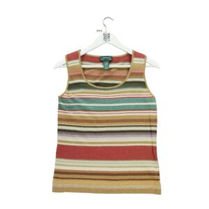 T shirt sans manches femme beige Polo Ralph Lauren Motif a rayures Col Rond
