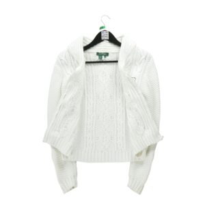 Gilet femme manches longues blanc Lauren Ralph Lauren Col Chale