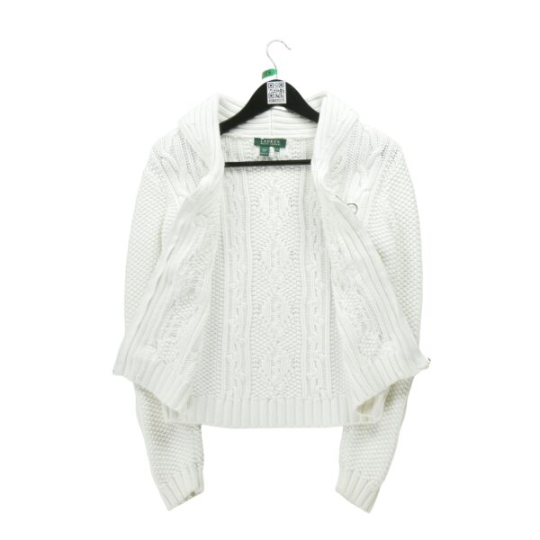 Gilet femme manches longues blanc Lauren Ralph Lauren Col Chale