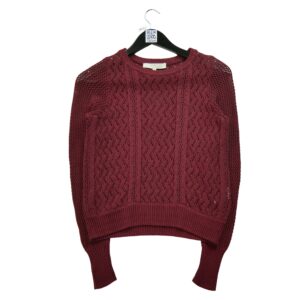 Pull femme manches longues bordeaux Vintage Col Rond