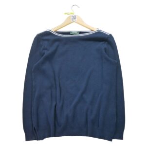 Pull femme manches longues marine Lauren Ralph Lauren Col Rond