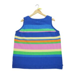 Pull femme sans manches bleu Lauren Ralph Lauren Motif a rayures Col Rond