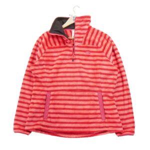 Pull polaires femme manches longues rouge The North Face Motif a rayures Col Montant