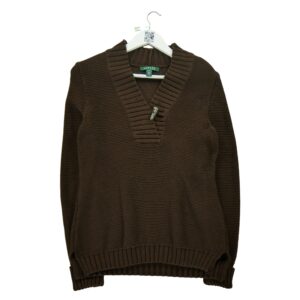 Sweat a capuche femme manches longues marron Polo Ralph Lauren Col V