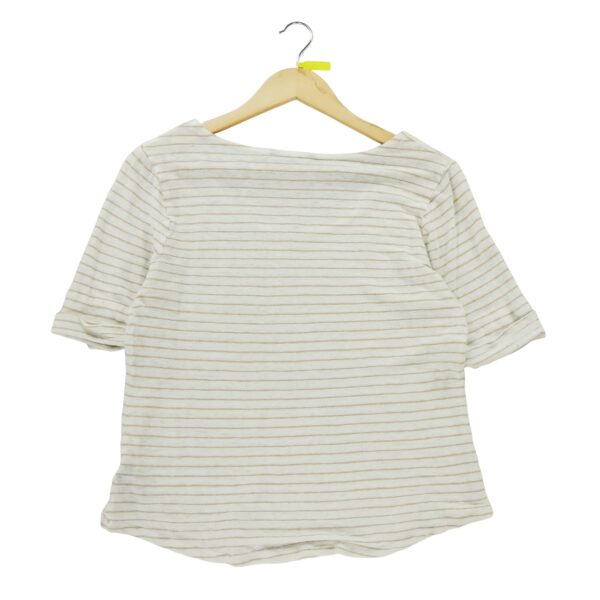 T shirt manches courtes femme blanc Ralph Lauren Motif a rayures Col Rond