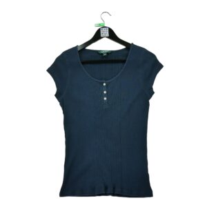 T shirt manches courtes femme marine Lauren Ralph Lauren Col Rond