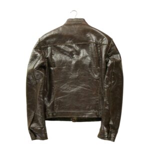 Veste en cuir homme manches longues marron Armani Exchange Col Montant