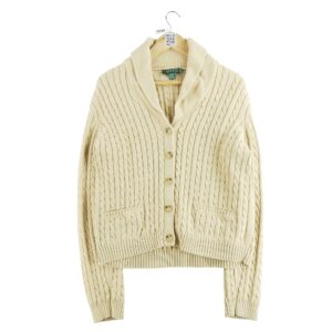 Gilet femme manches longues beige Lauren Ralph Lauren Col Chale