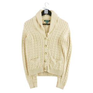 Gilet femme manches longues beige Lauren Ralph Lauren Col Chale
