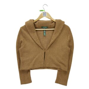 Gilet femme manches longues marron Lauren Ralph Lauren Motif a carreaux Col Revert