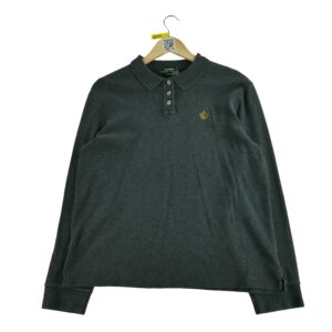 Polo manches longues femme gris Lauren Ralph Lauren Col Polo