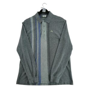 Polo manches longues homme gris Lacoste Motif a rayures Col Polo