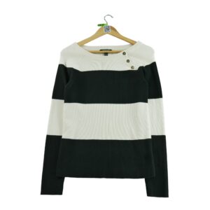 Pull femme manches longues beige Lauren Ralph Lauren Motif a rayures Col Rond