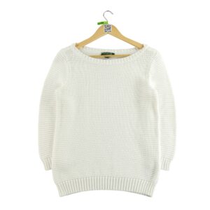 Pull femme manches longues blanc Lauren Ralph Lauren Col Rond