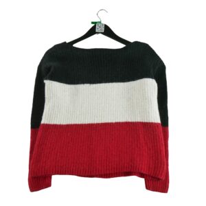 Pull femme manches longues rouge Lauren Ralph Lauren Motif a rayures Col Rond