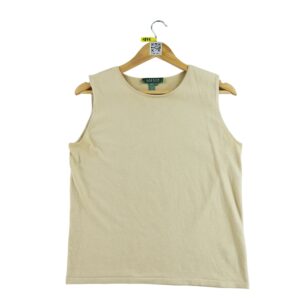 T shirt sans manches femme beige Lauren Ralph Lauren Col Rond